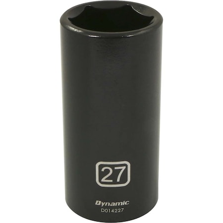 Dynamic 1/2" Drive Deep Socket, Black Phosphate, Tools 1/2" Drive 6 Point Metric, 27mm Deep Length D014227